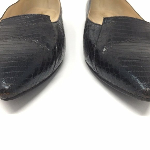 Callisto Cali Black Croc Emboss Pointed Toe Loafer - Picture 6 of 8